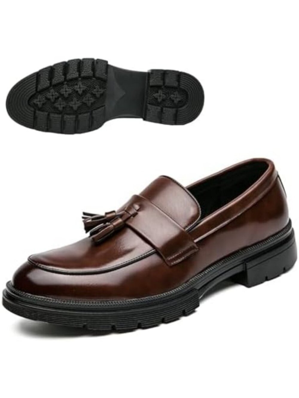 Stylish Men's Tassel Loafers - Comfortable Wide Round Toe, Slip-On, Non-Slip